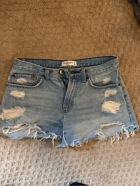 Abercrombie & Fitch Light Wash Distressed Denim Cutoff Shorts